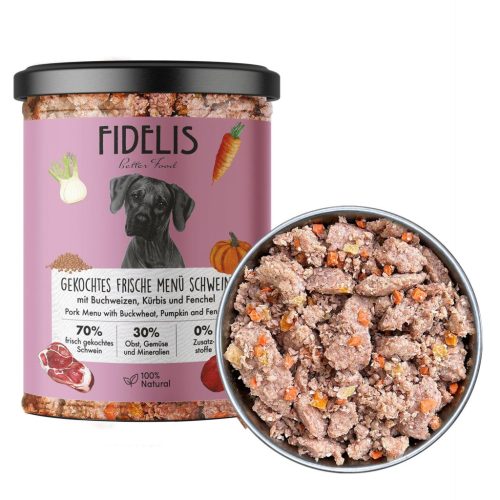 FIDELIS- Főtt menü sertéshússal, hajdinával, sütőtökkel és édesköménnyel 400g