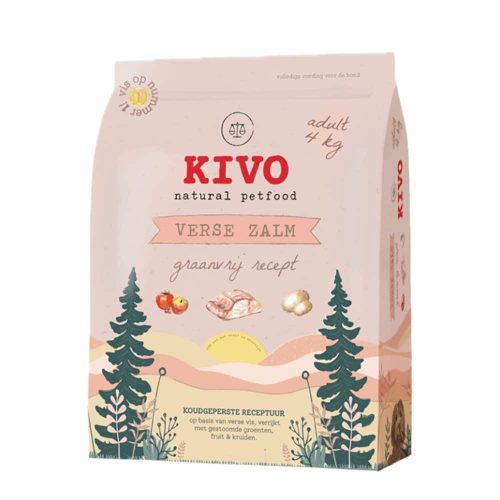 KIVO Friss lazac - gabonamentes száraztáp felnőtt kutyáknak 4 kg 