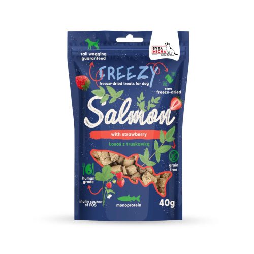 Syta Micha - Freezy - Liofilizált jutalomfalat lazaccal és eperrel 40g